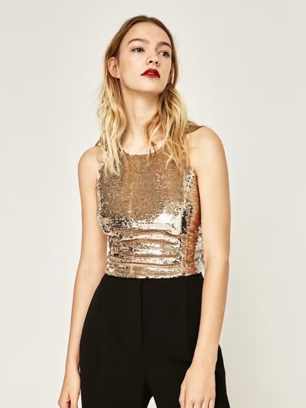 Zara Gold Sequin Crop Top